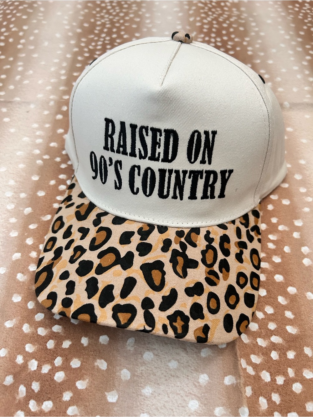 Raised On 90's Country Leopard Cap-NEW with tags